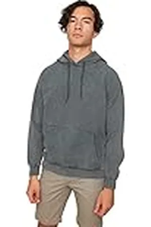 Trendyol Herr oversize långärmad acid wash hooded tröja, L