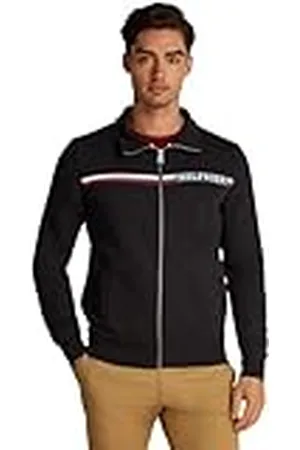 Tommy Hilfiger Mäns bröstband dragkedja sweatshirt utan huva, , XS