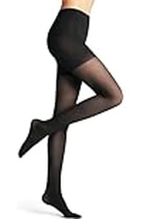 Falke Dam Rib Shaping halv ogenomskinliga 50 denier stödstrumpbyxor transparent med mönster ribbade figurformande 1 st. strumpbyxor, svart (Black 3009), L