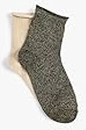 Koton Women 2-pack flerfärgade Shimmer Socket Socks Set, , One Size
