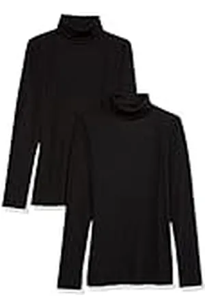 Amazon Dam slim-fit lager långärmad stickad ribbad polotröja topp (finns i plusstorlek), paket med 2, , X-Small