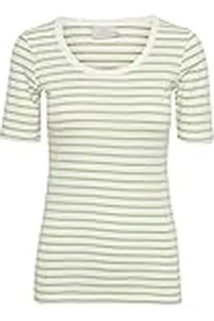 Kaffe Dam T-shirt kortärmad blus randig smal passform, , XXL