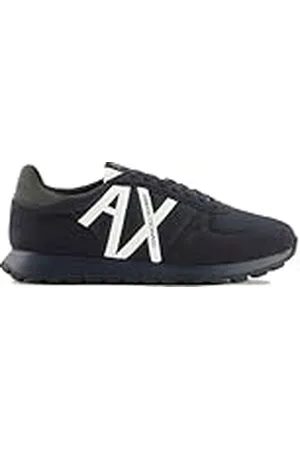 Armani Exchange Openwork Side för män, kontrast-logotyp, mikromocka insatser sneakers, , 39.5 EU