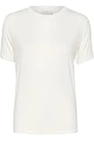 Kaffe Dam T-shirt casual passform shorts ärmar Crew Neck Hip Length Jersey T-shirt dam, , M