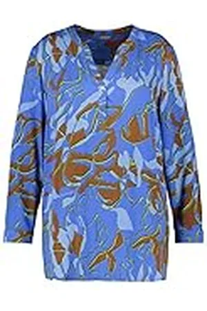 Samoon Dam 260009-21008 Blus, Blue Bonnet mönstrad, 56, , 56 SE