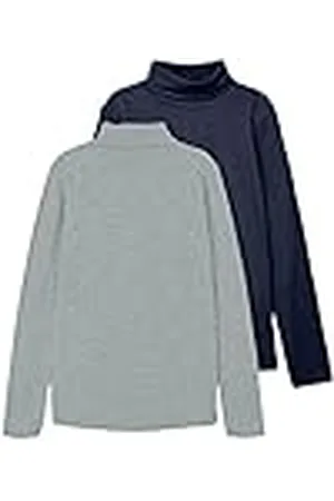 NAME IT Unisex Nknviggo 2P Ls Slim Rollneck O Noos långärmad tröja, mörksafir/paket: grå melange, 158/164