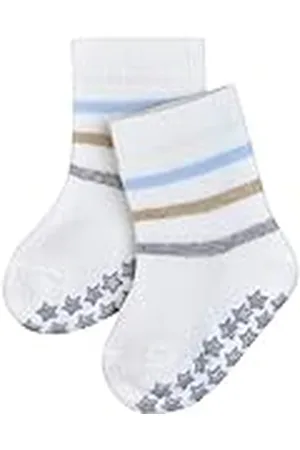 Falke Unisex baby flerrandiga husstrumpor bomull blå rosa många andra färger tjocka strumpor med mönster varma färgglada randiga med noppor på sulan och plysch, 1 par, , 12-18 Månader