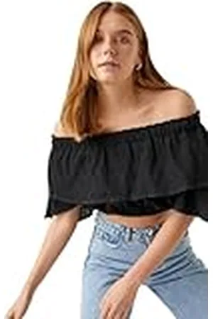Koton Dam off the shoulder ruffle spets detaljerad T-shirt, , L