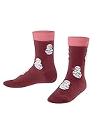 Falke Unisex barn roliga snögubbar hållbar bomull halvhög med mönster 1 par strumpor, röd (Ruby 8830), 19–22