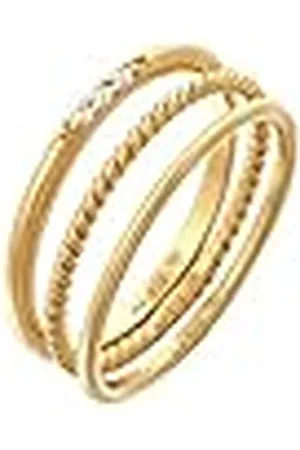 Elli Ring dam stacking basic uppsättning av 3 med zirkoniumkristaller i 925 sterlingsilver, Kristall, Kubisk zirkon