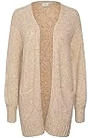 Kaffe Dam stickad kofta stickade långa ärmar Longline tröja dam, , XL