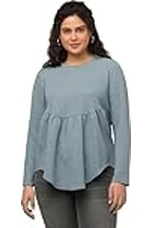 Ulla Popken Dam strukturtröja med volang, A-linje T-shirt, , 54/56