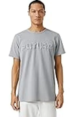 Koton Herr basic t-shirt slogan tryckt crew neck kortärmad, , L