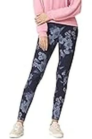 HUE Dam reversibel denim hög midja leggings strumpor, bra, blommig design, stor