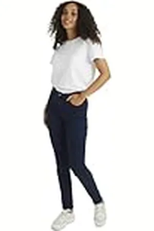 Kaffe Kvinnors smala jeans slim fit mid waist byxor stretchy dam, , 36 smal