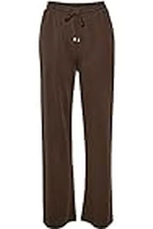 Kaffe Dam byxor joggers sweatpants elastisk midja bred ben hög midja, , XL