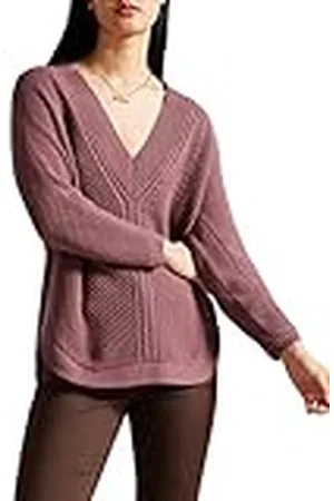 Ted Baker LERISSA-konstruerad slouchy v-ringad tröja brungrå, , 34