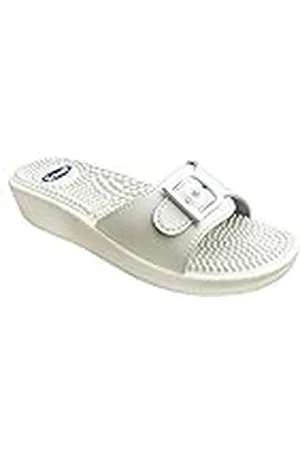 Scholl Ny massage, Sandali Donna, Bianco, 35 EU