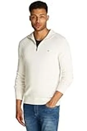 Tommy Hilfiger Herr raffinerad struktur dragkedja stoppad dragkedja, uråldrigt vit, XXL, , XXL