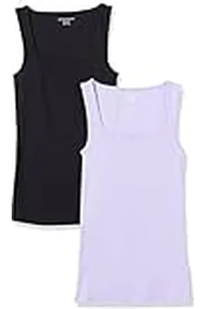 Amazon Kvinnors slim fit fyrkantig hals tank, paket med 2, , X-Small