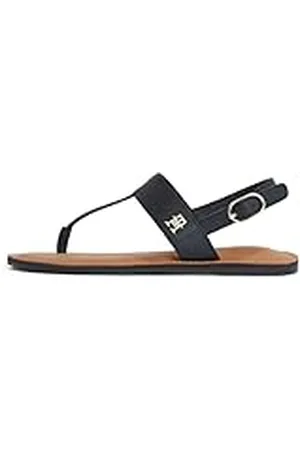 Tommy Hilfiger Dam läder stringtrosa sandal platt, , 3,5 UK, , 36 EU