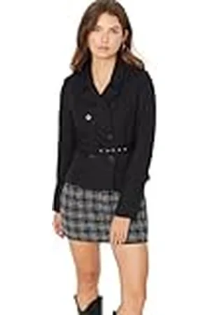 Trendyol Damblazer met twee rijen, effen vävd tygkappa, , 34 EU, , 34
