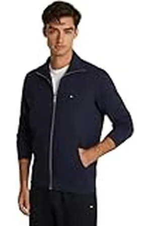 Tommy Hilfiger Herr ESSENTIAL TERRY ZT STAND COLLAR MW0MW38084 tröja med dragkedja, blå, XS, , XS