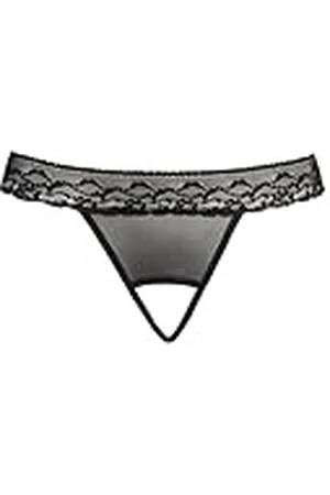Teyli Tanga med hål i grenen – sexig tanga med hål – trosor med öppet steg svarta – trosor i grenen – sexunderkläder kvinnor med öppning, , XXL stor