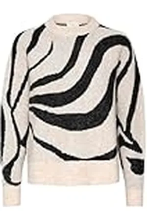 Kaffe Kvinnors pullover grafiskt tryck långa badärmar avslappnad passform Crew Neck, , L