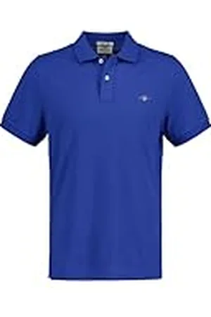 GANT Reg Shield Ss Pique pikétröja för män, blå, 4XL
