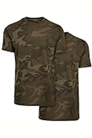 Build Your Brand Mäns t-shirt Camo Round Neck Tee 2-pack, Army T-shirts för män, tvåpack, , M