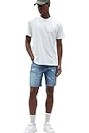Koton Men ribbade denimshorts, ficka med detaljerad knapp, , 36 SE