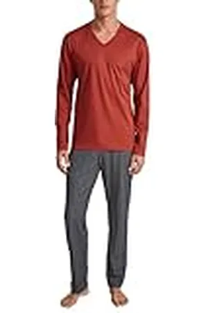 Calida Relax Streamline pyjamas för män, av 100% bomull, byxor med tygtäckt elastisk linning, , 56