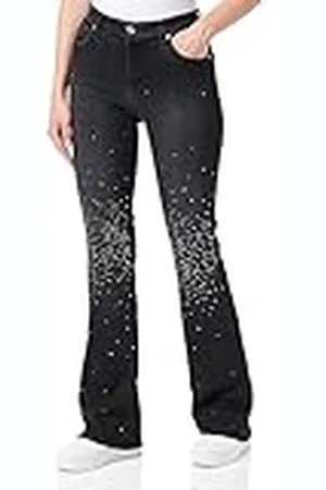 7 for all Mankind Bootcut Tailorless Black Iris med alla kristaller, , 32 SE