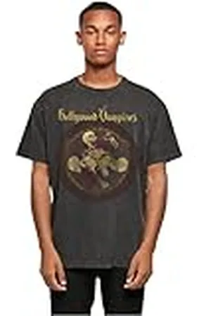 Merchcode T-shirt för män Hollywood vampires – Drink Fight Puke Acid tvättad tung överdimensionerad te, överdimensionerad passform, bomull 100 percent, XL, , XL