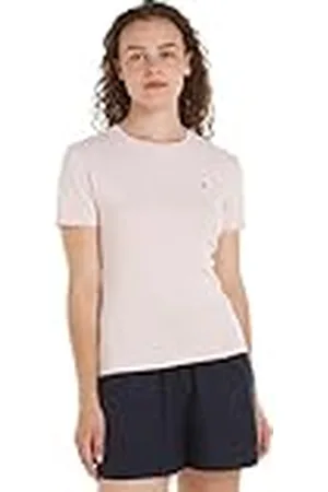Tommy Hilfiger Kvinnor ny smal Cody C-Nk Ss S/S stickade toppar, rosa, XL, , XL