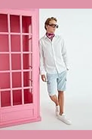 Koton Herr denim cargoficka med detaljer knäppt shorts, , 33