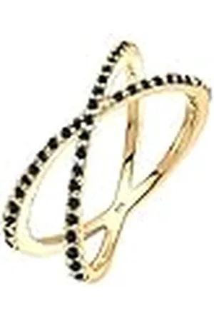 Elli Damen Echtschmuck Ring Wickelring X mit Zirkonia Kristallen i 925 sterlingsilver vergoldet, 56, Sterlingsilver, Kubisk zirkonia