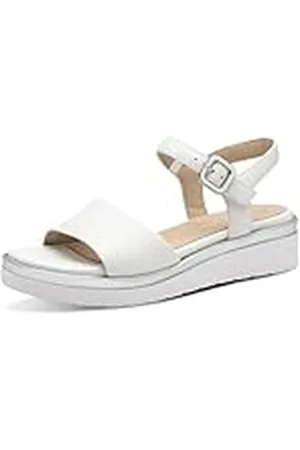 Tamaris Dam komfort 8-88708-42 191 vit/silver Wedge platå bekväm mångsidig vardagssko festlig eleganta platta sandaler, 42 EU bred, , 42 EU Weit