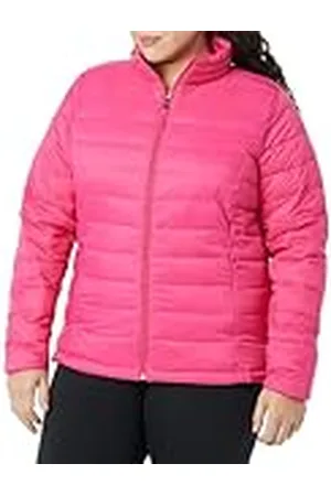 Amazon Lättviktig långärmad vattentålig packbar pufferjacka för kvinnor (finns i plusstorlek), varm rosa, Large