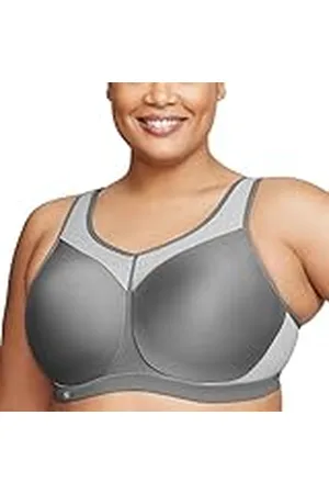 Glamorise Dam sport-bh i plusstorlek, hög stötdämpning, med bygel #9066., Grått, 105B