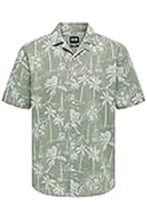 Only & Sons ONSCAIDEN SS REG Hawaii AOP linne NOOS, , XS