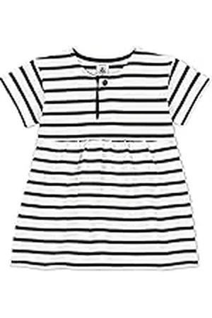 Petit Bateau Baby flicka kortärmad randig matrosklänning för spädbarn av tjock jersey, , 12 månader