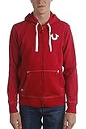 True Religion Herrtröja med huva och logotyp för dragkedja, , L