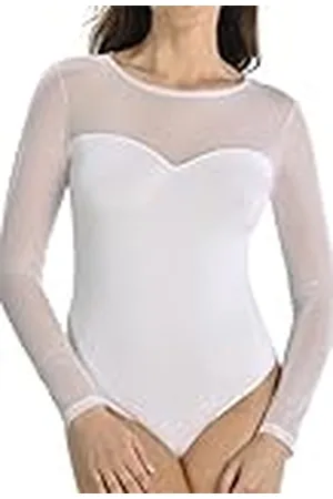 Teyli Långärmad dambodysuit – bodysuit dam gjord av högkvalitativt material – midjebodys för kvinnor – damunderkläder för vardagen – bodys dam XS, , XS