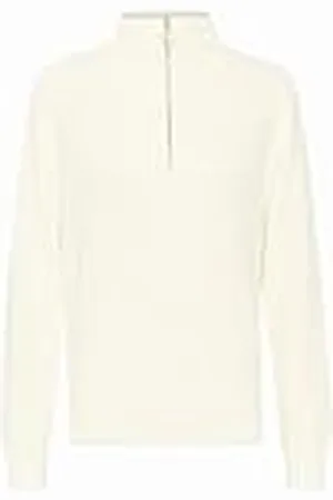 Kaffe Kvinnors pullover halv dragkedja stickad långärmad vanlig passform mockhals, , XXL