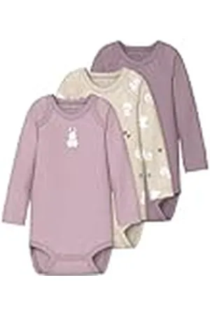 NAME IT Baby dam Nbfbody 3P Ls Summr Rabbit Noos, Summer Sand, Numeric_50 (3-pack), , numeric_50