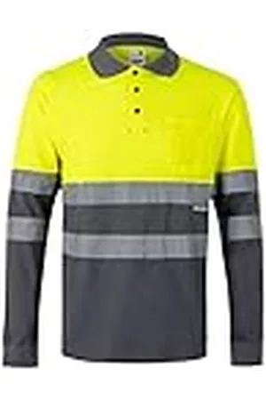 Velilla 305515, hög synlighet pikétröja av bomull, tvåfärgad och långärmad, grå och fluorgul, storlek 4XL, , 4XL