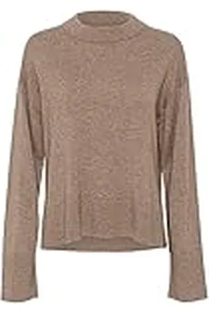 Part Two Kvinnors tröja Crew Neck avslappnad passform beskurna ärmar breda axelremmar, , L