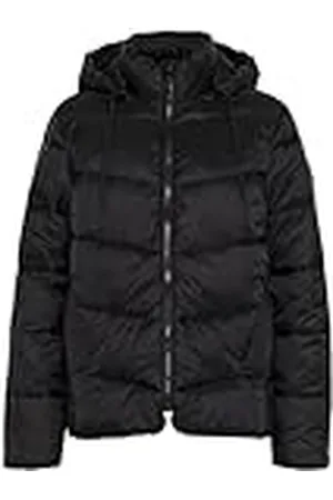 Kaffe Dam puffer jacka hög krage huva hip längd dragkedja normal passform, , 40